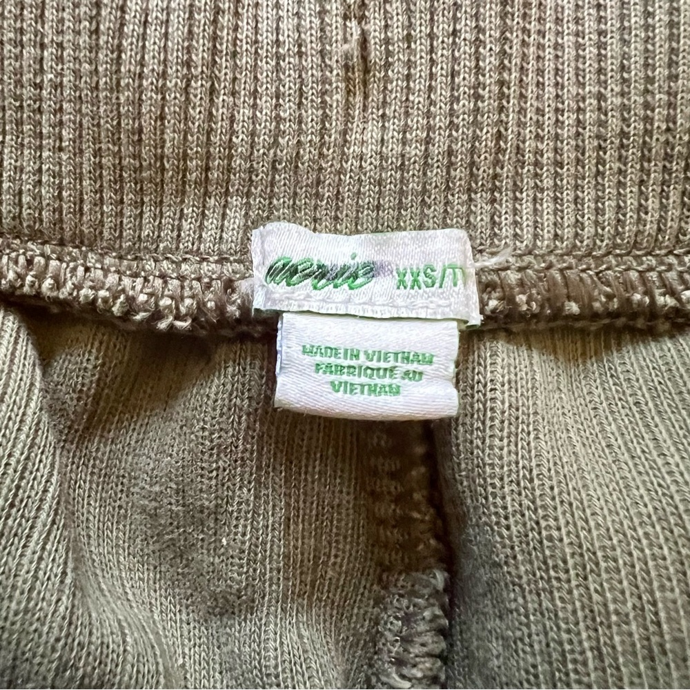 AERIE (AEO) Ribbed Garment Dyed Green joggers w/Ribbon detail drawstring Sz XXS - Picture 5 of 6